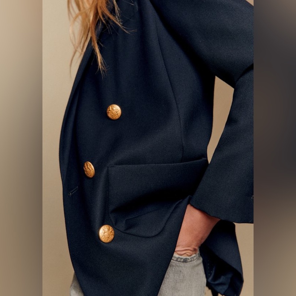 Sézane Michelle Jacket in Navy | FR 34 | US 2 - Picture 2 of 16
